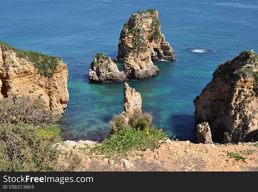 Beach Praia de Piedade, Algarve, Portugal, Europe. Beach Praia de Piedade, Algarve, Portugal, Europe.