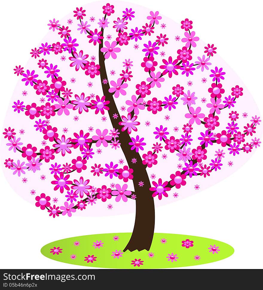 Stock image - a flowering tree with pink flowers. Stock image - a flowering tree with pink flowers.