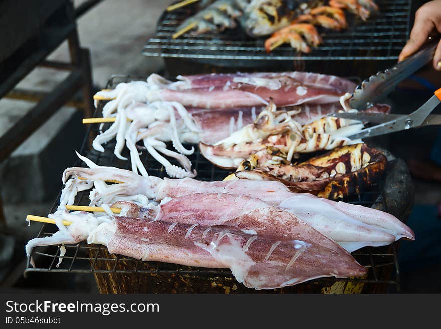 Many of Grilled squid