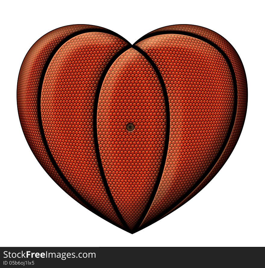 Digital illustration of a heart-shaped basketball. Digital illustration of a heart-shaped basketball.