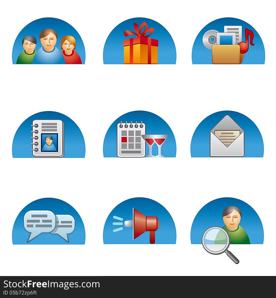 Set of different social media icons