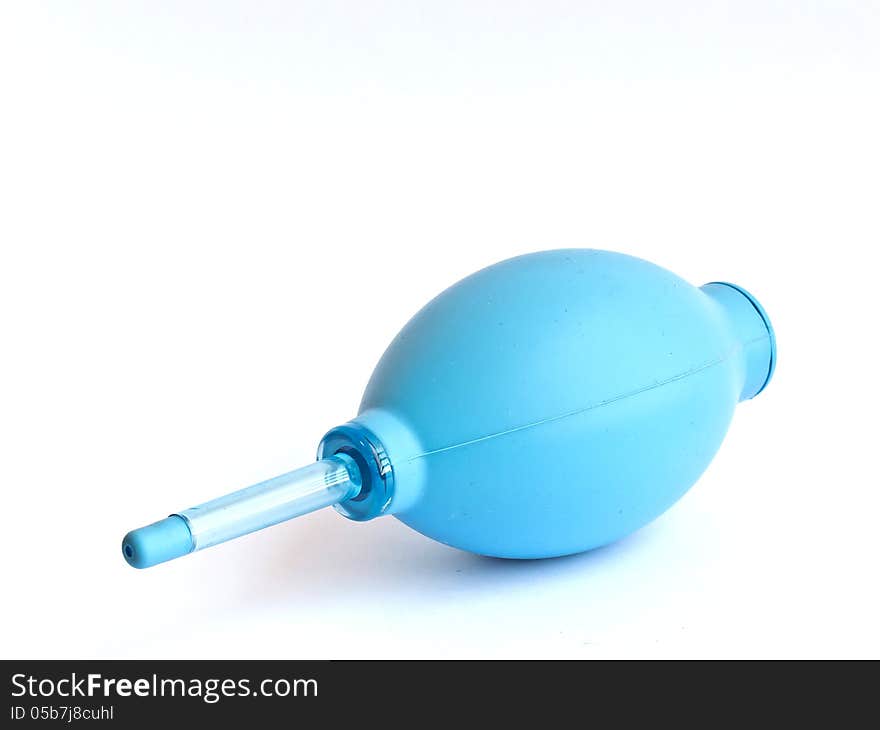 The blue rubber air blower