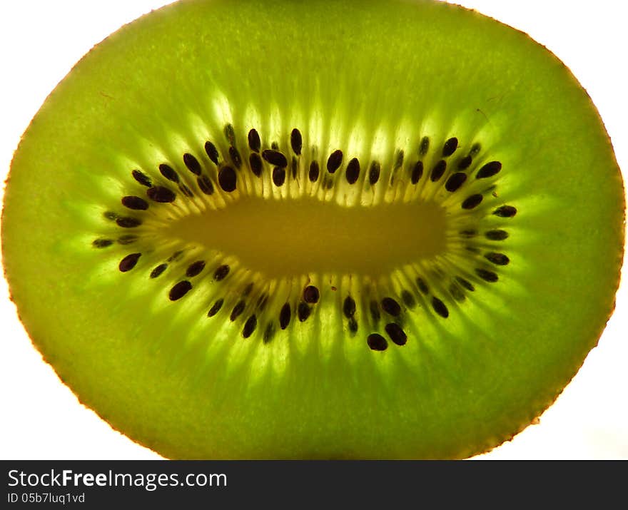 Fresh kiwi fruit sliced with seeds