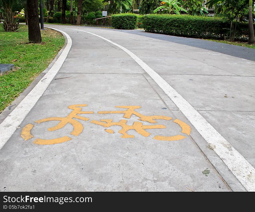 Bicycle way in the garden. Bicycle way in the garden