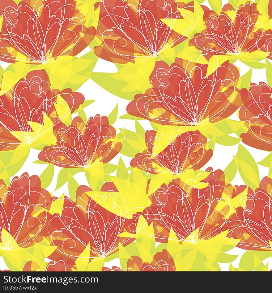 Vector seamless background with flowers. Vector seamless background with flowers