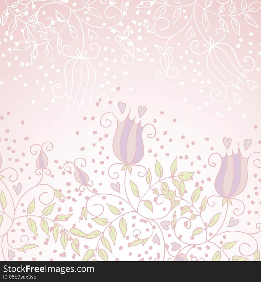 Vector abstract background with flowers and hearts