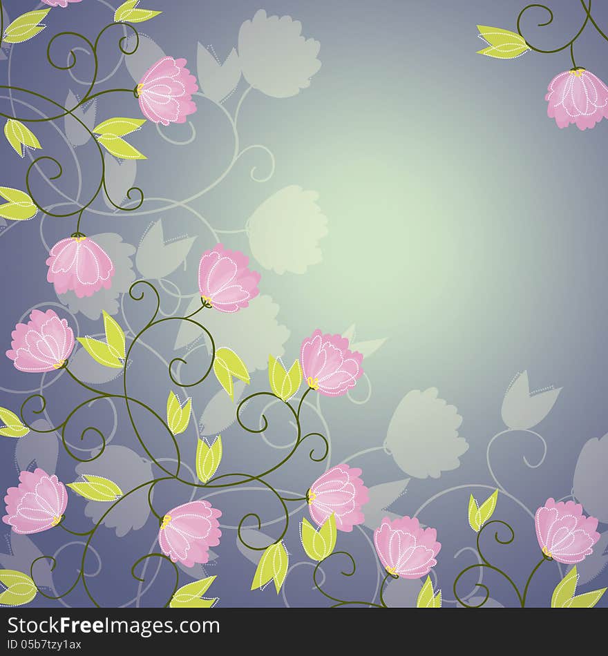 Vector summer background with flowers. Vector summer background with flowers