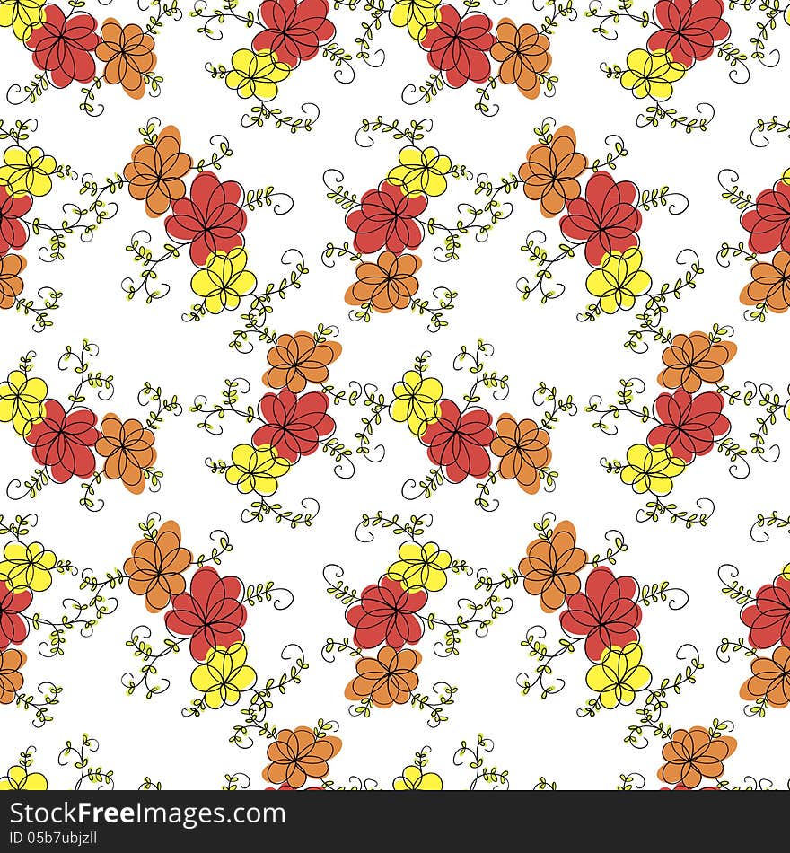 Vector seamless background with flowers. Vector seamless background with flowers