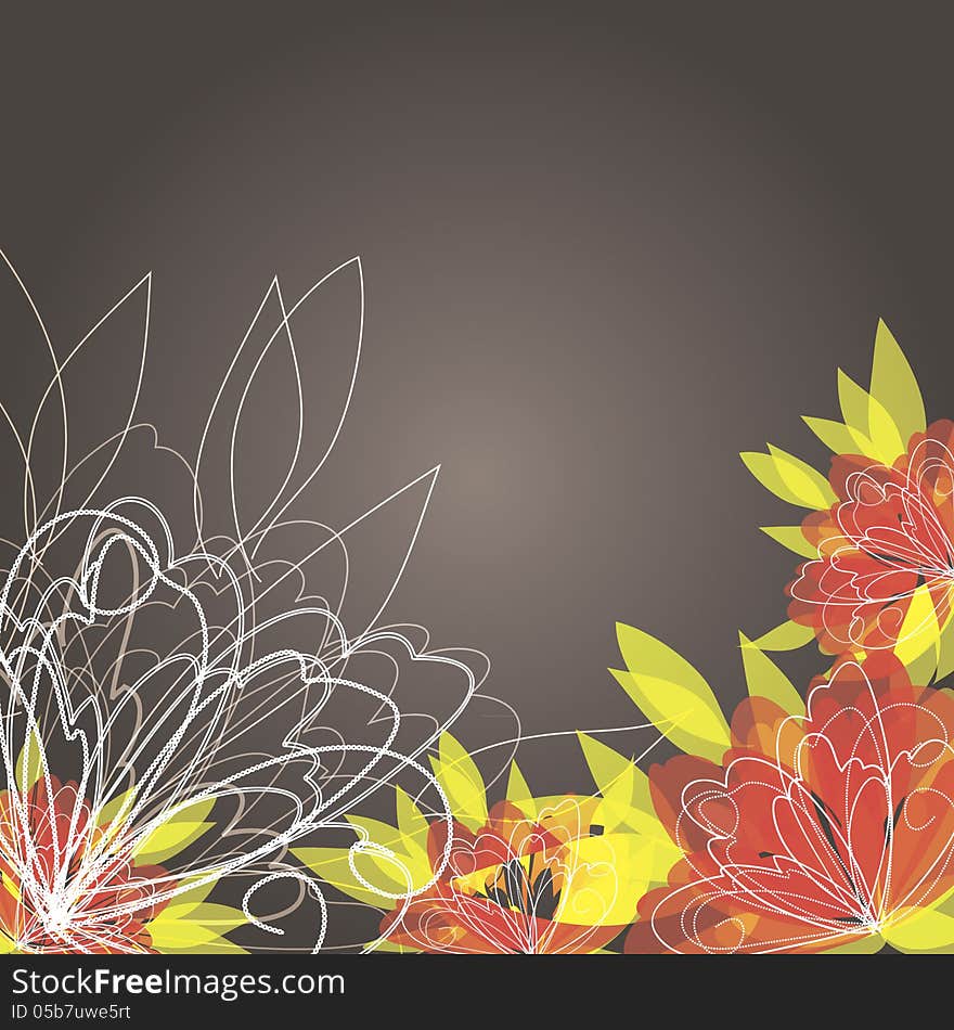 Vector summer background with flowers. Vector summer background with flowers