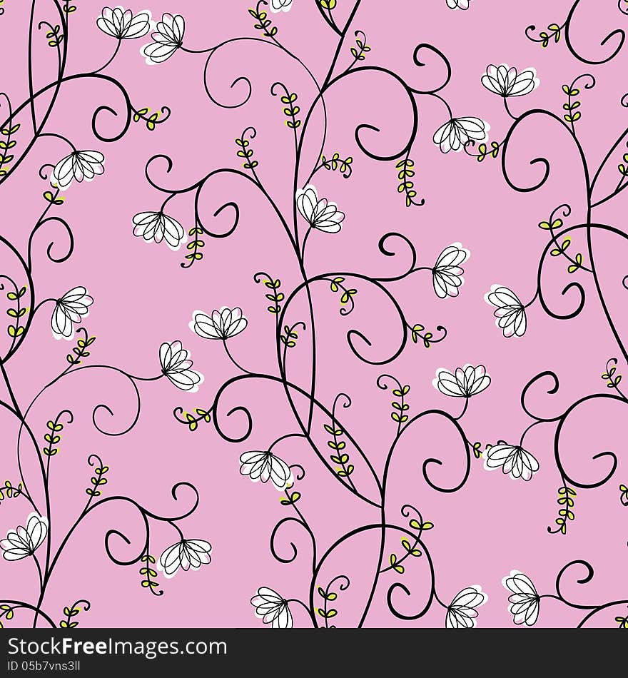 Vector seamless background with flowers. Vector seamless background with flowers