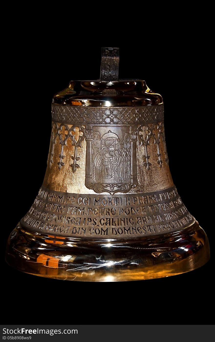 Orthodox church bell isolated on black