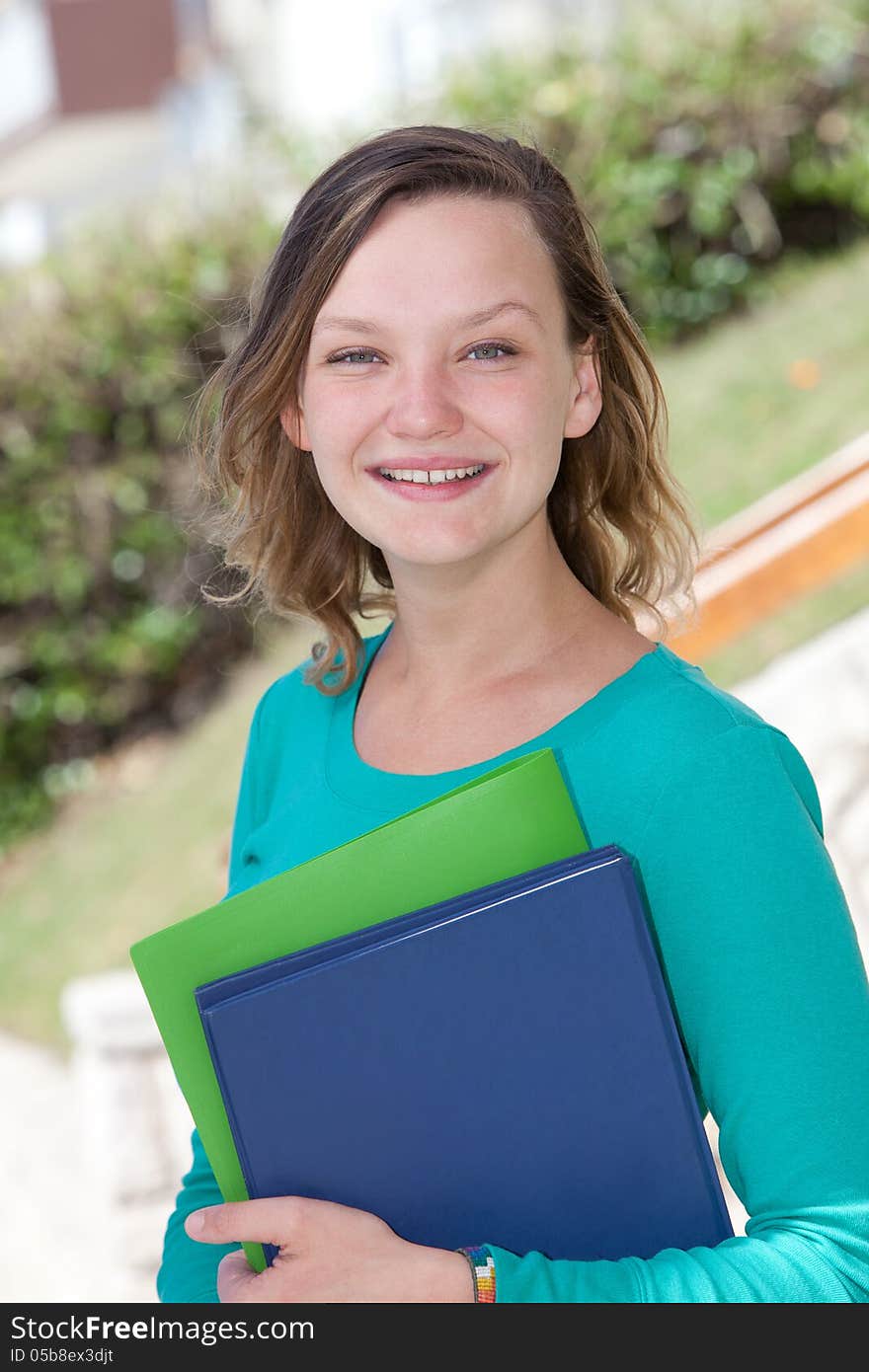 Portrait of a young student outdoors. Portrait of a young student outdoors