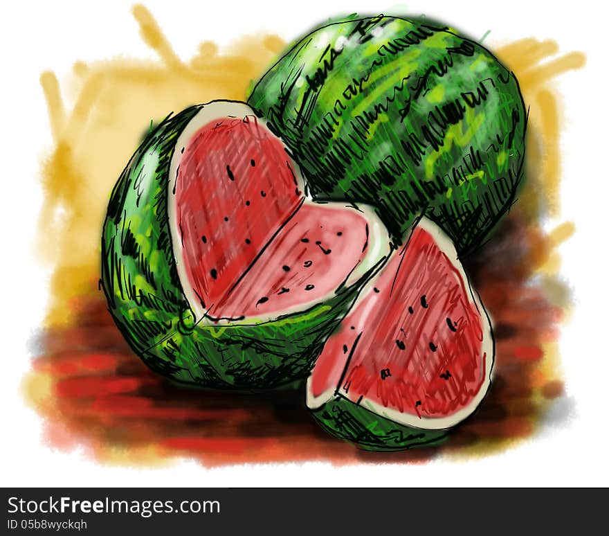 An art illustration of watermelon.