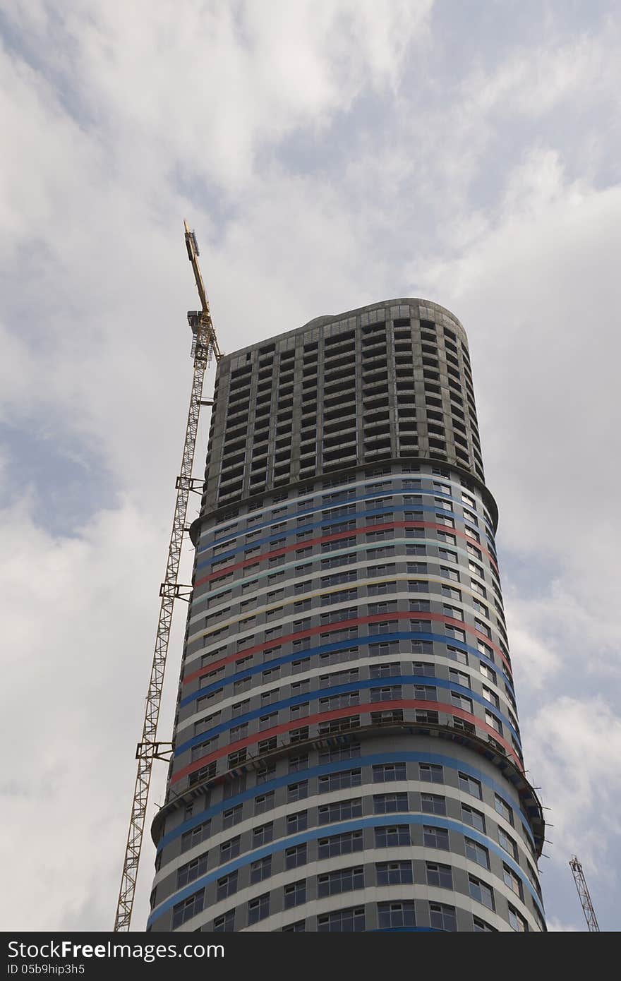 Construction of the residential high-rise building. Construction of the residential high-rise building.