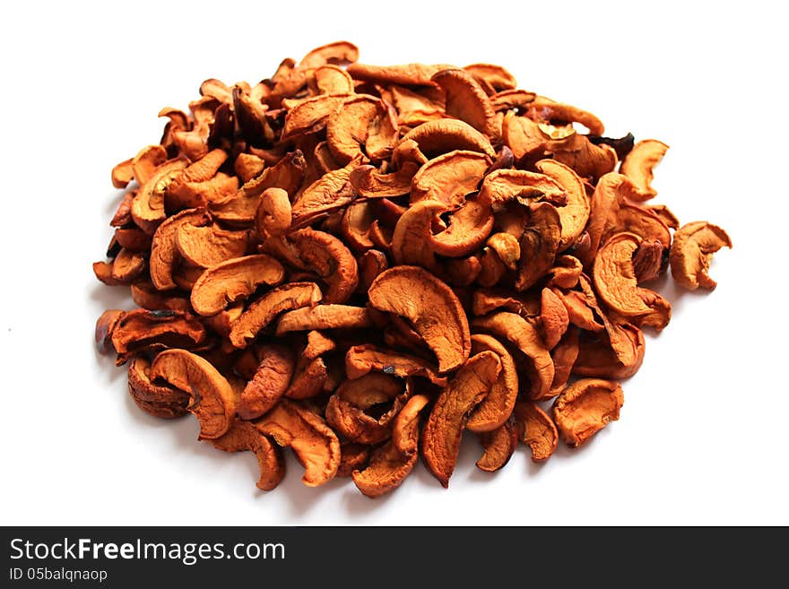 Dried apples on the white background