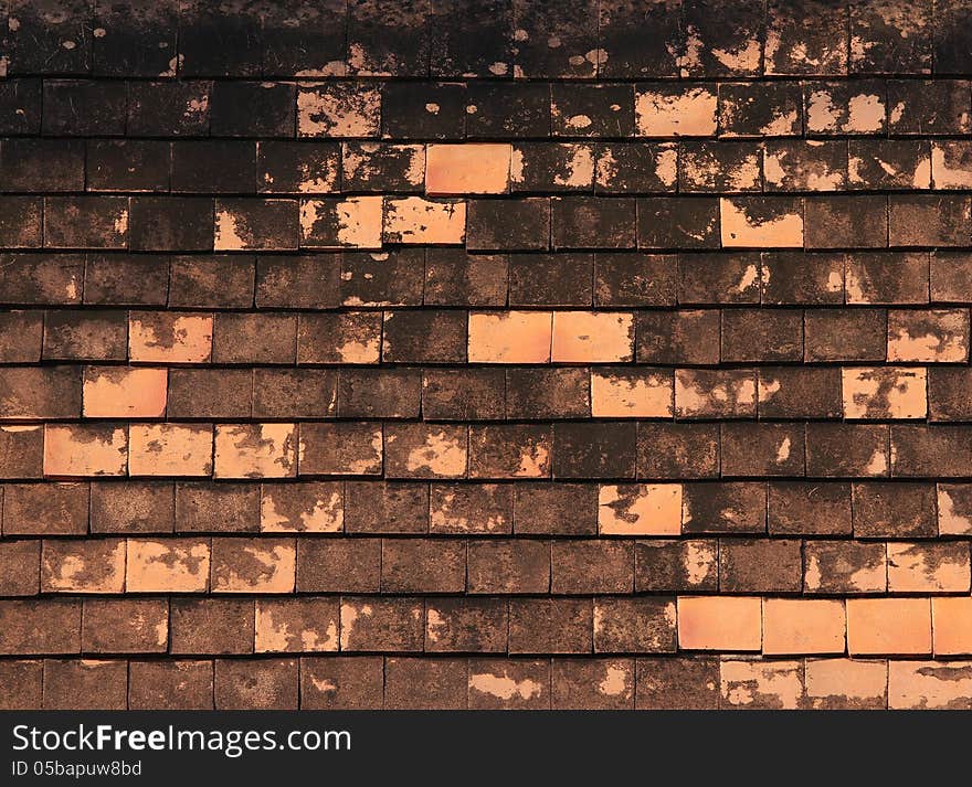 Old tiles roof texture