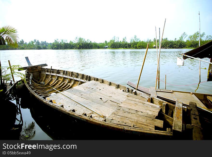 Floating boat on the river in Thailand. Floating boat on the river in Thailand