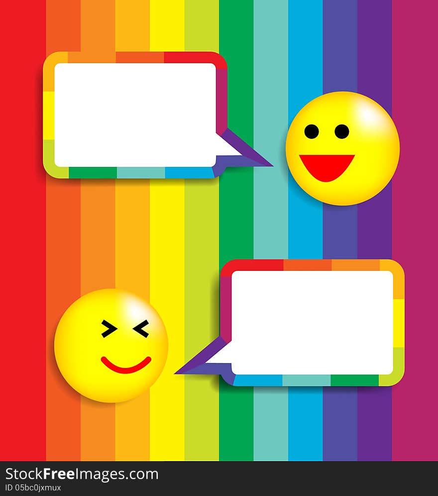 Colorful Background With Speech Bubble and Face ic