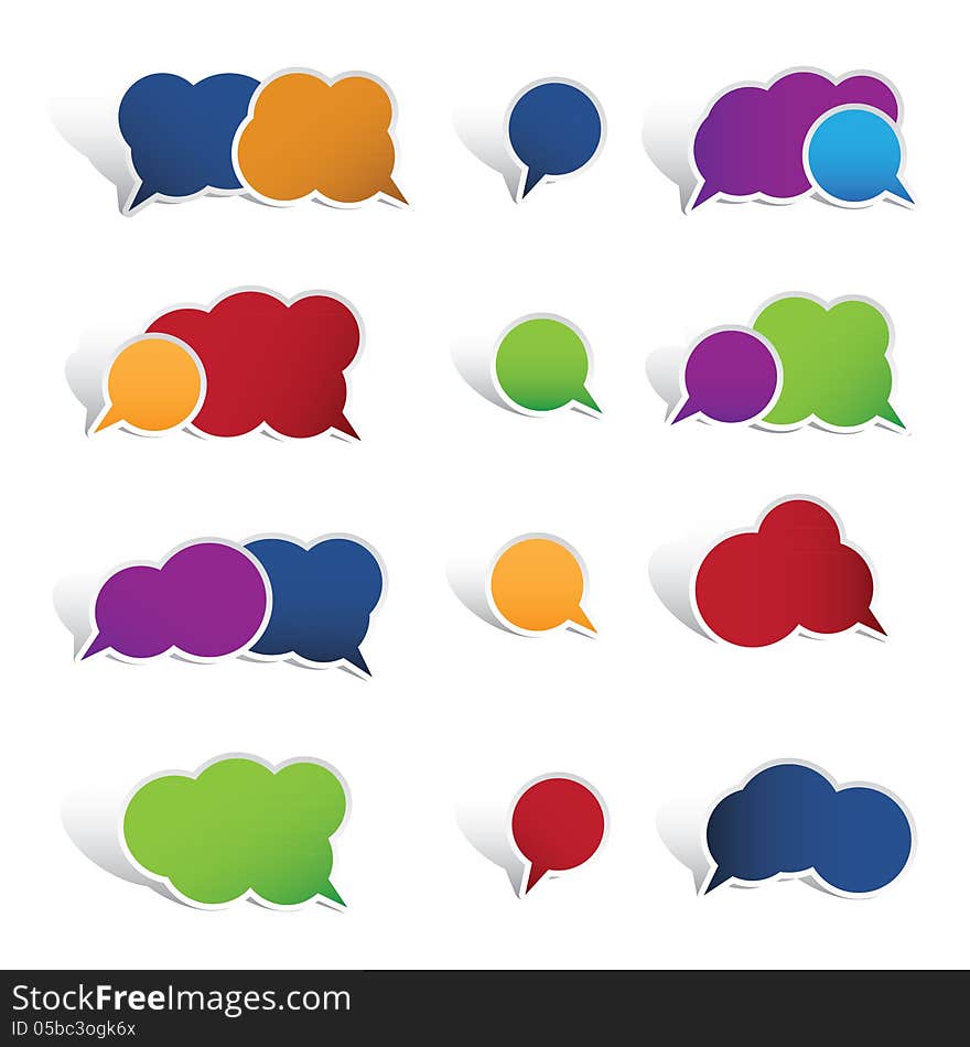 Colourful Speech Bubbles Isolated On White Backgro