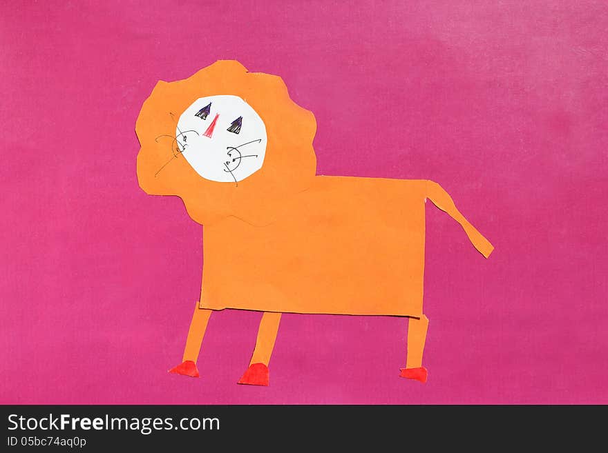 Children s odd job of orange lion