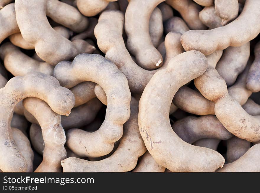 Pile of dry sweet tamarind.