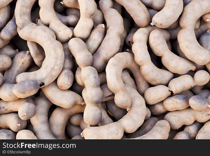 Pile of dry sweet tamarind.