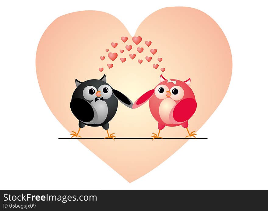 Owls couple in love