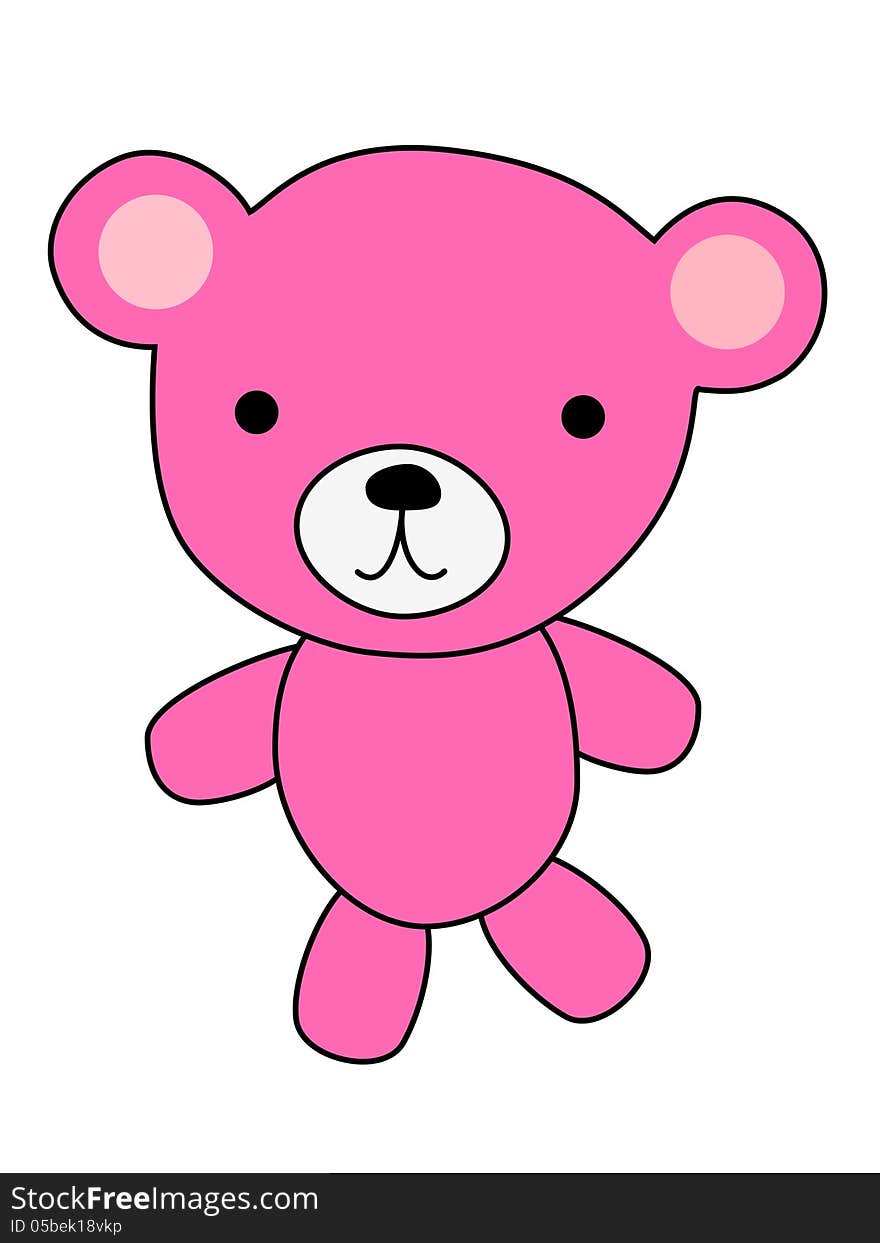 Pink bear cartoon isolated on white background