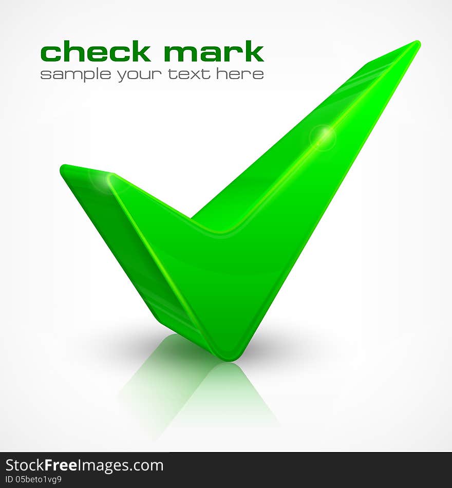 Green check mark isolated on white, vector illustration. Green check mark isolated on white, vector illustration