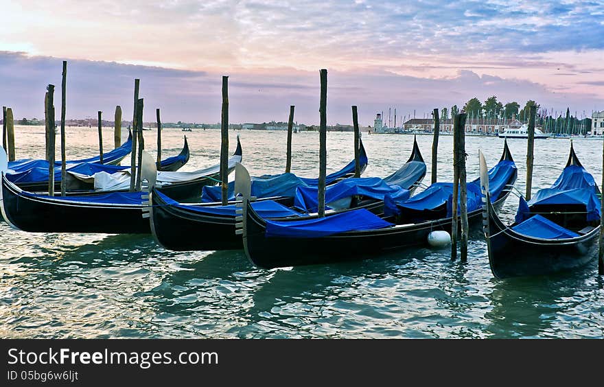 Venetian Gondolas at Sunrise