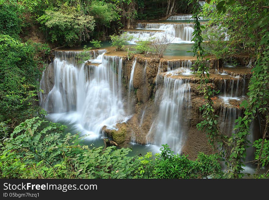 Beautiful Muti Layer Waterfall Deep Forest in Thailand