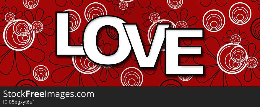 Romantic banner image with love text on red, black and white background. Romantic banner image with love text on red, black and white background.