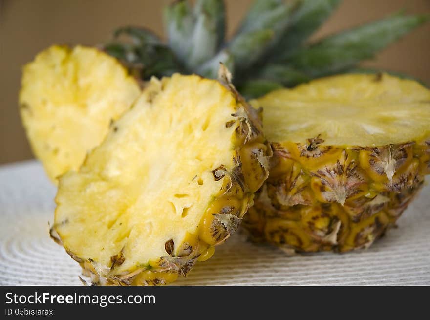 Pieces of sliced fresh pineapple. Pieces of sliced fresh pineapple