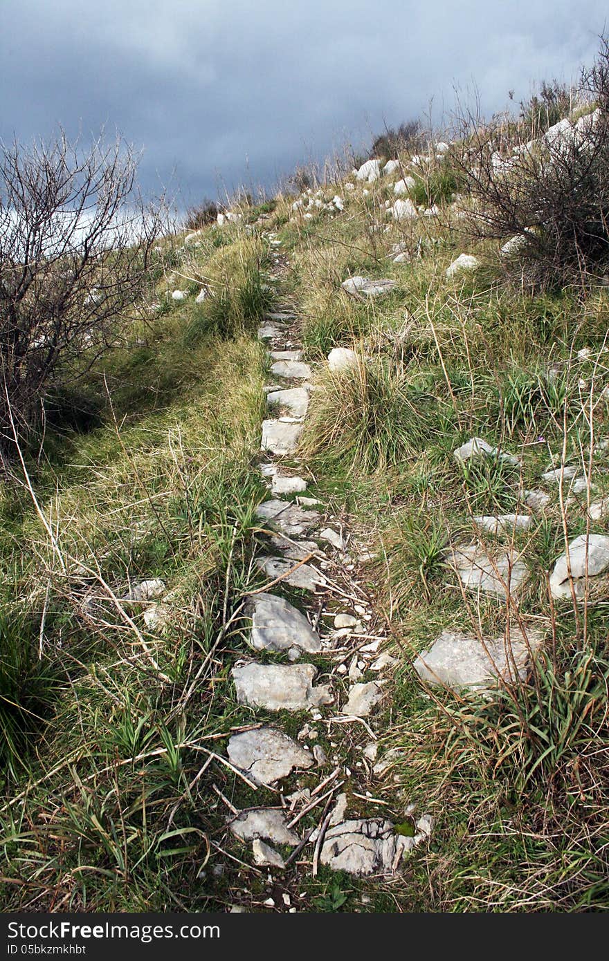 A old path near sorrento in italy