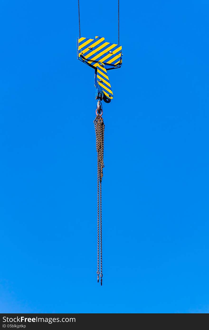 Crane hook on the construction site