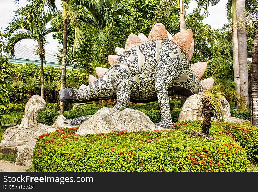 Dinosaur statue in park bangkok thailand