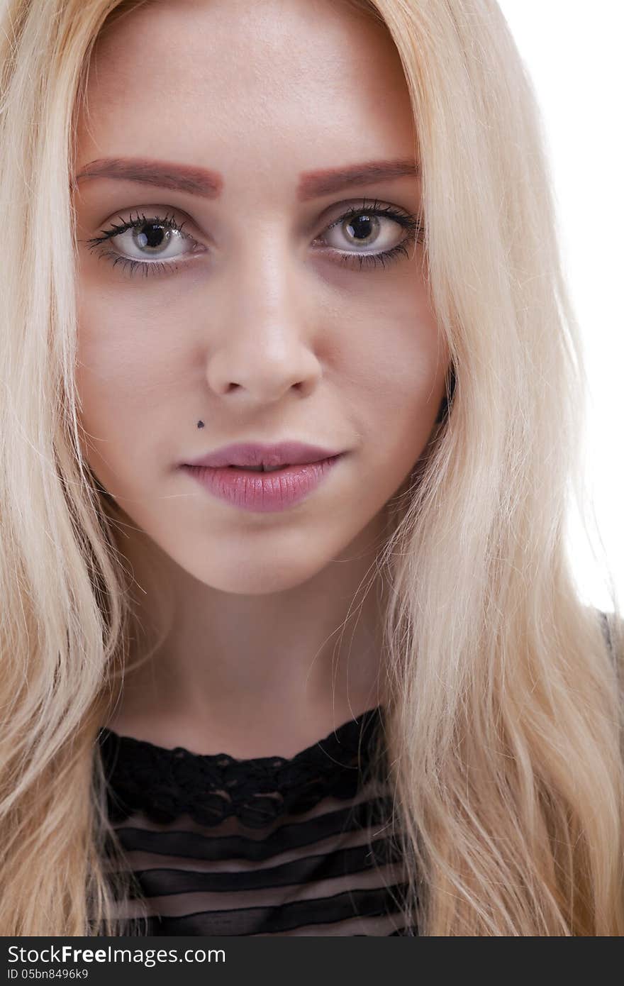 Close up portrait of beautiful caucasian girl