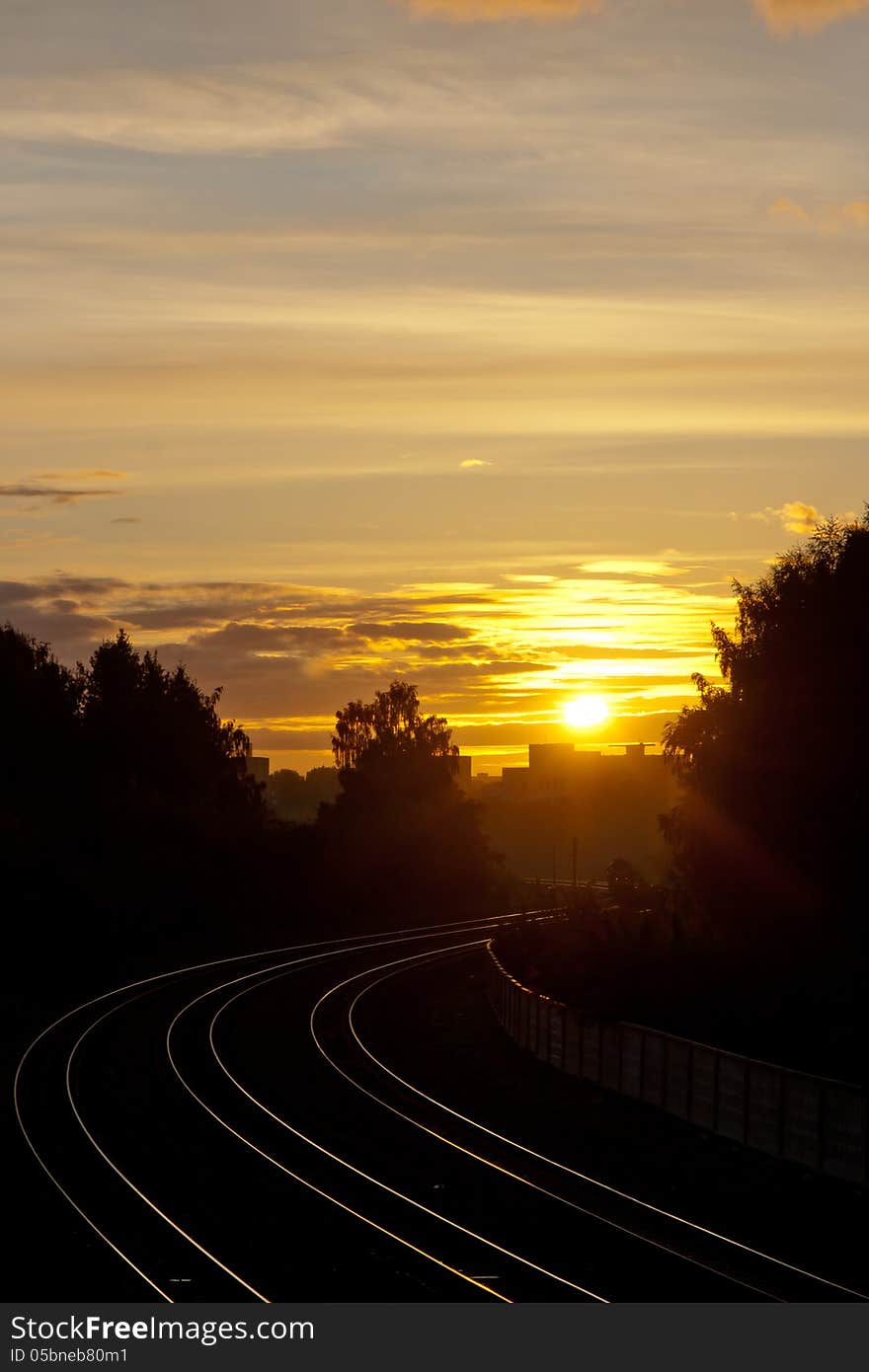 Sunset Over The Railroad