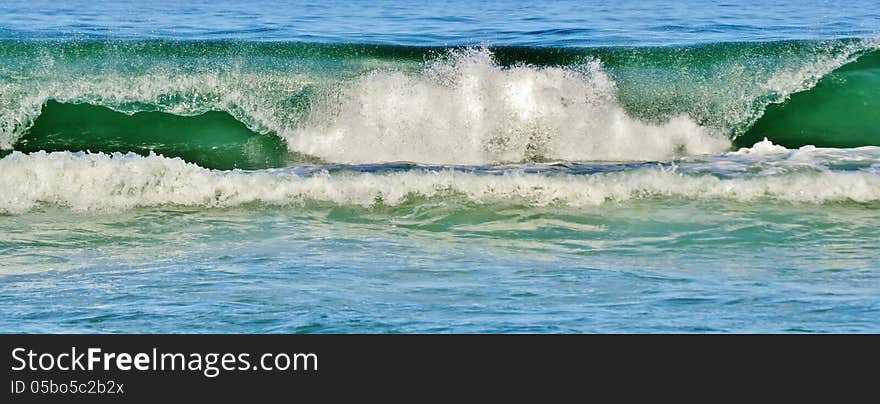 Seascape with waves in the atlantic ocean