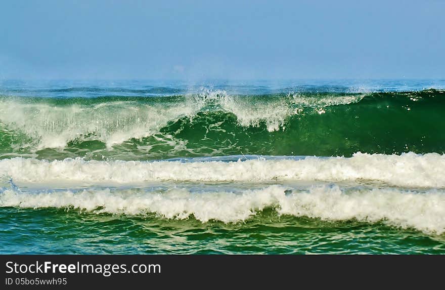 Seascape with waves in the atlantic ocean