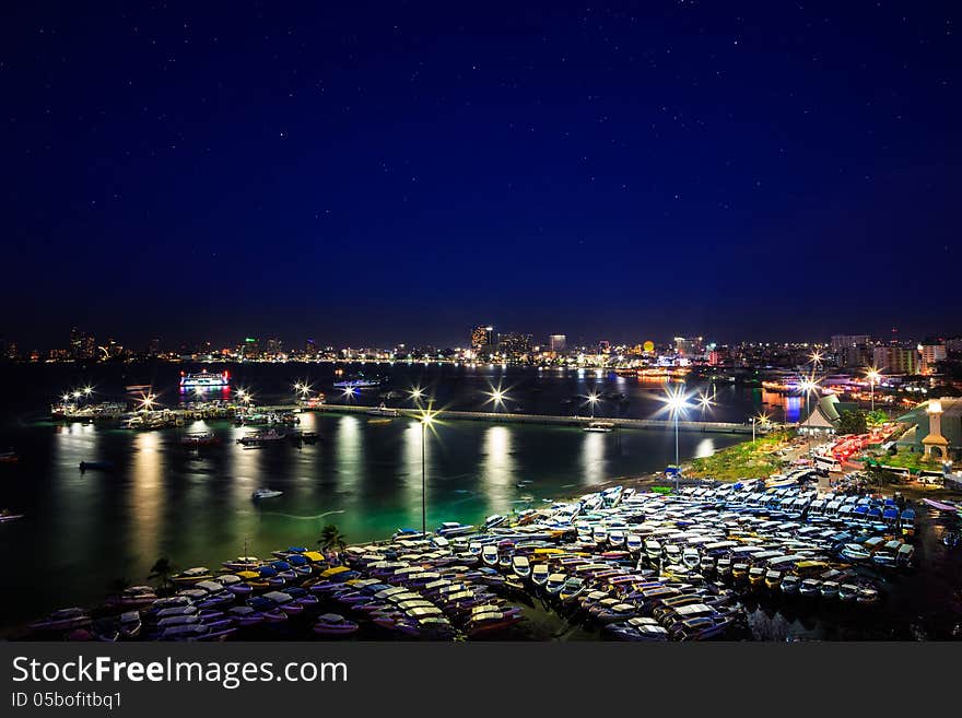 Pattaya City Harbor at twilight