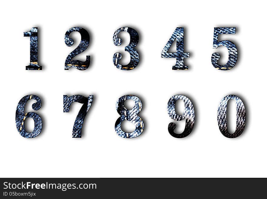 The numbers of jeans isolated on white background