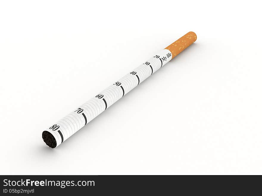 Cigarette with the scale of the human age. Cigarette with the scale of the human age