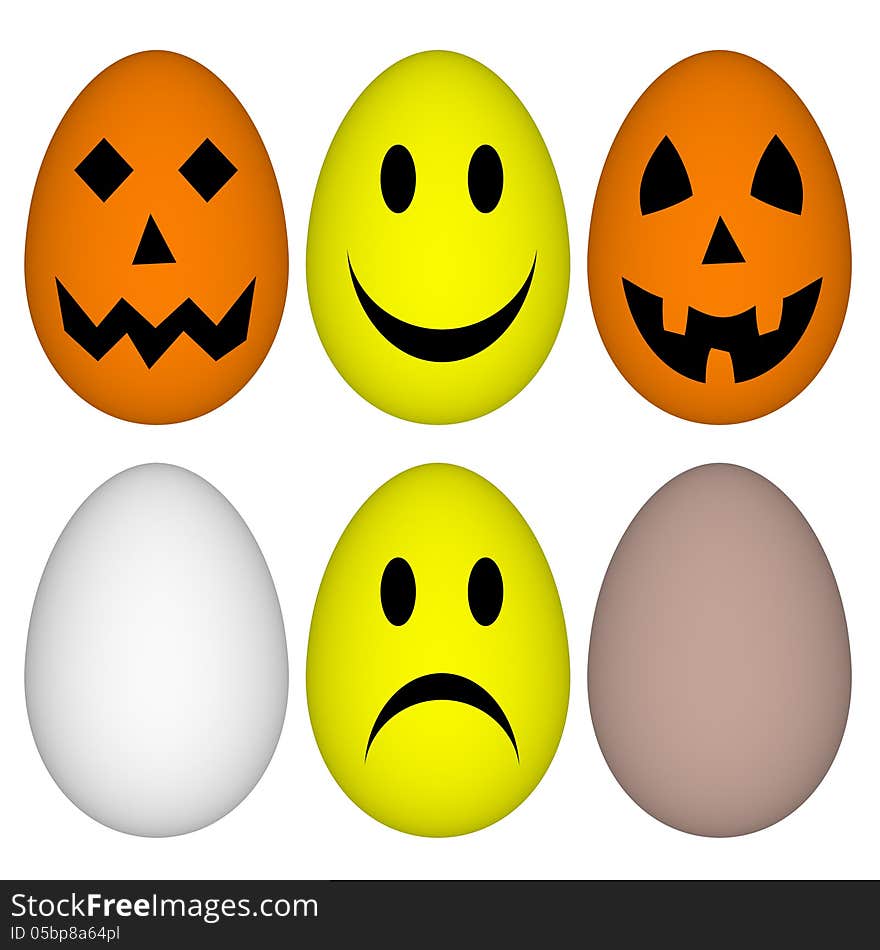 Eggs With Easter And Halloween Smile - Emoticon