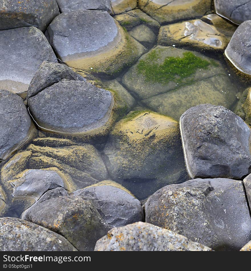 Close up view of Giant's Causeway rock formations. Close up view of Giant's Causeway rock formations