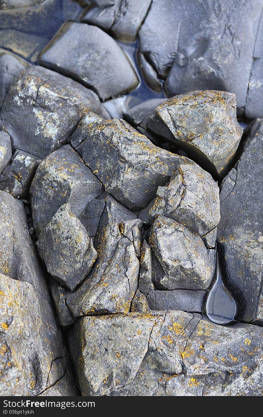 Close up view of Giant's Causeway rock formations. Close up view of Giant's Causeway rock formations