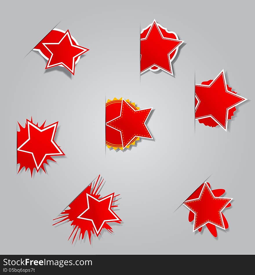 Set Of Different Labels Star.