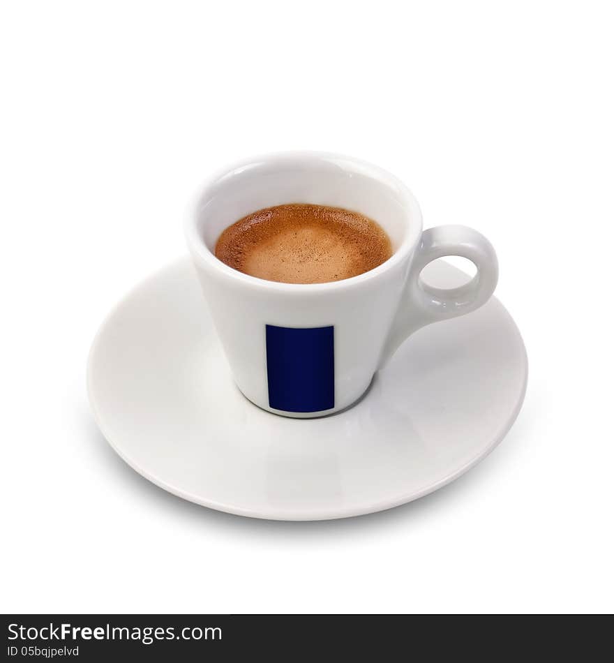 Cup of espresso on white