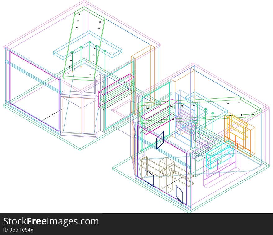 3D building project of building. 3D building project of building