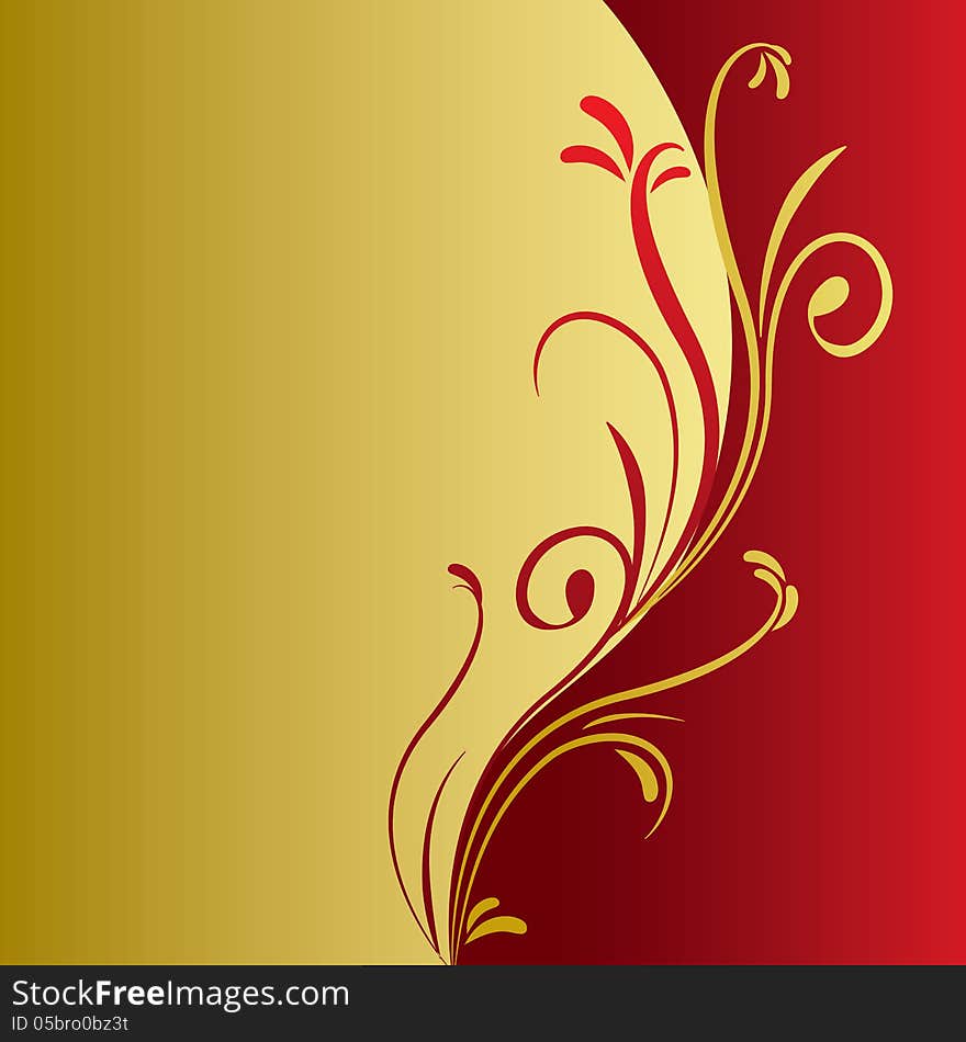 Red & gold Floral design background. Red & gold Floral design background